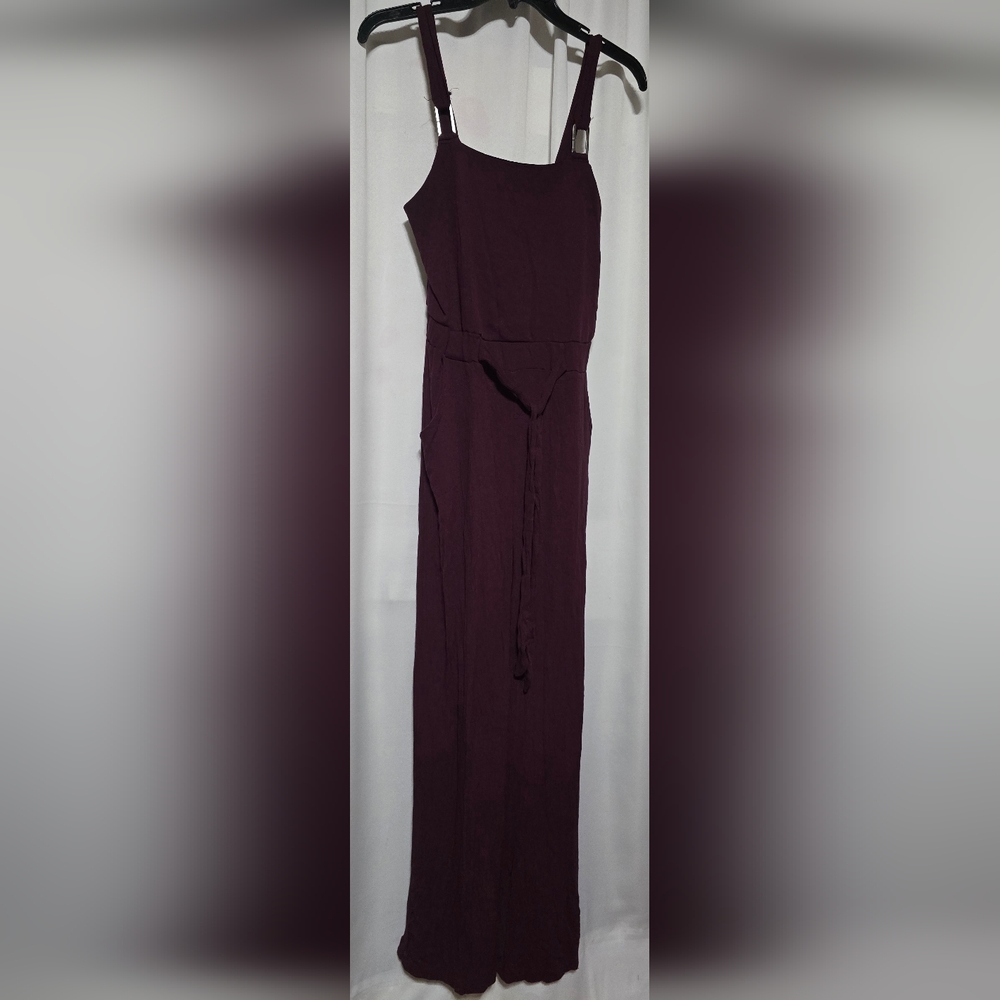No Boundaries Plum  Jumpsuit  Side Pockets Size  M ( 7-9) Stainless Accents